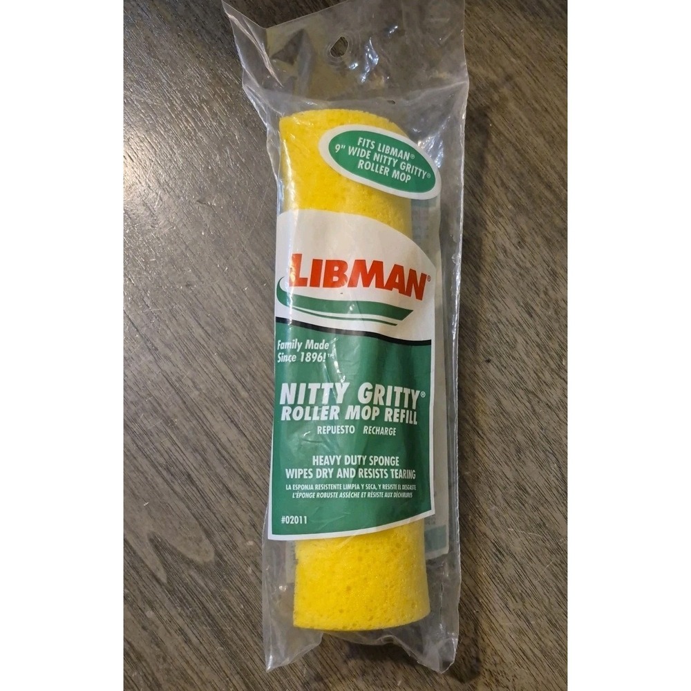 NIP Libman Nitty Gritty Roller Mop Refill 9" #02011 Made In USA
